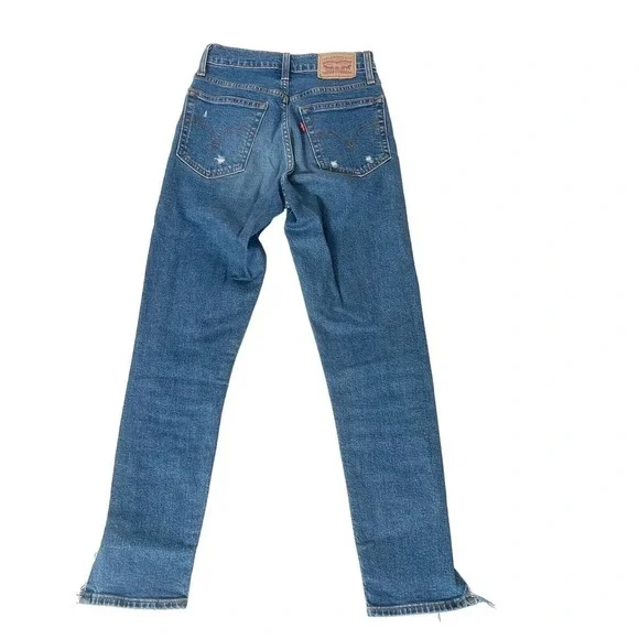 Levi's Wedgie Skinny Jeans Button Fly High Rise Ankle Crop Distressed Women's - Picture 2 of 6